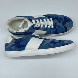 Bar III Mens Keagan Camo Fabric Low Top Slip On Fashion Sneakers, Blue,